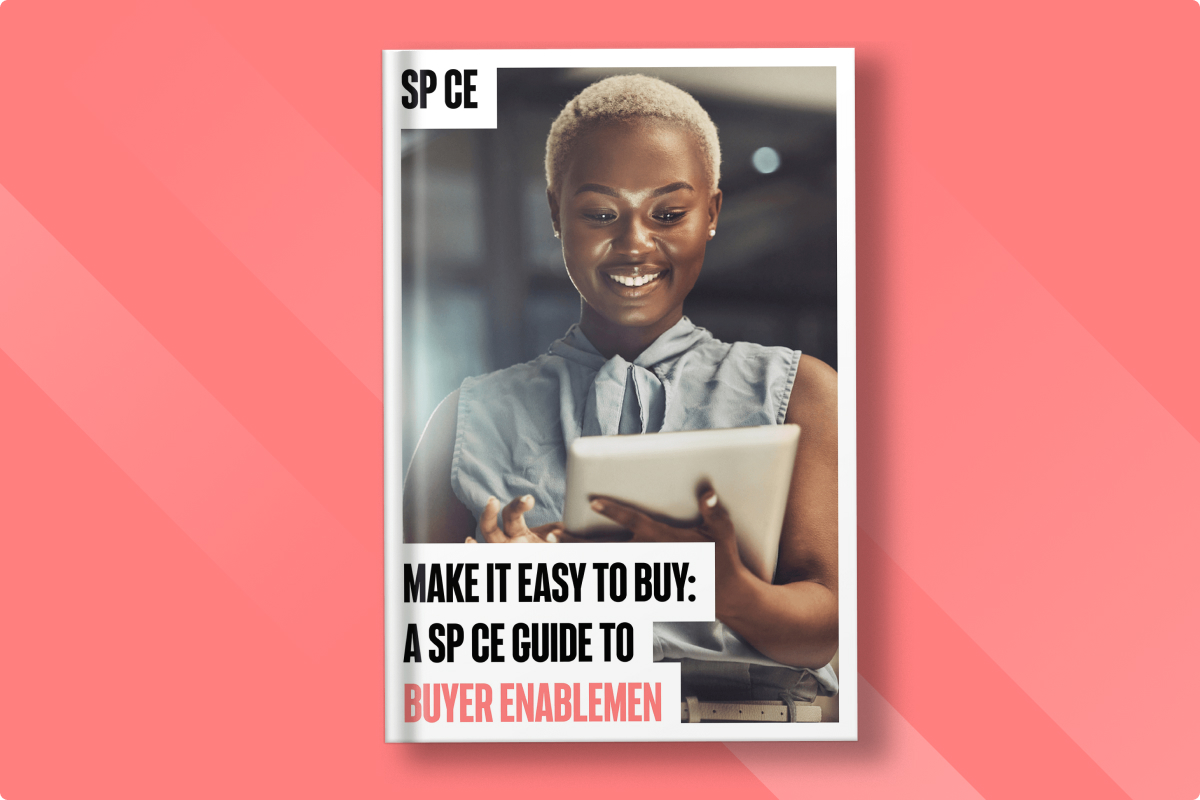 Cover of the sp_ce guide to buyer enablement.